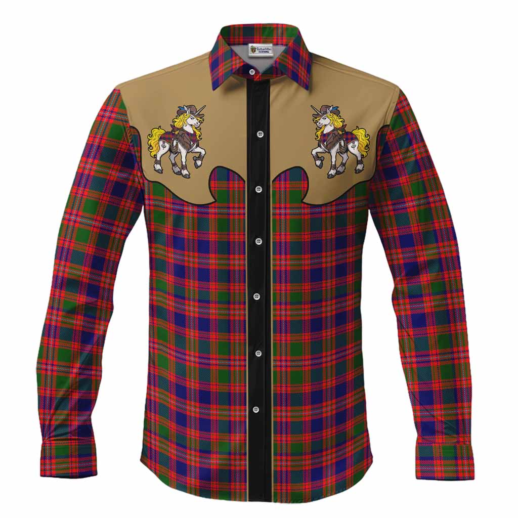 Wright Tartan Long Sleeve Button Shirts Rodeo Unicorn Retro Style Men's Shirt S - Tartan Vibes Clothing