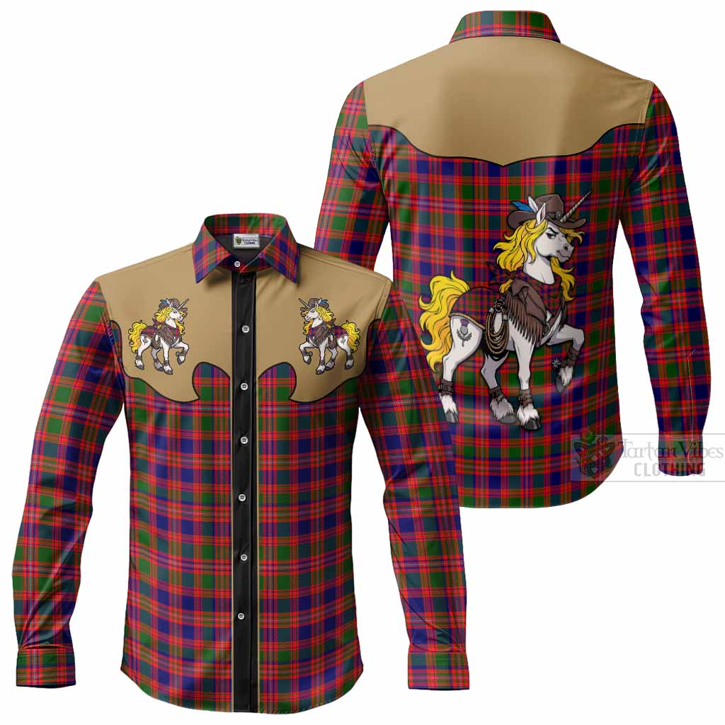Wright Tartan Long Sleeve Button Shirts Rodeo Unicorn Retro Style Men's Shirt - Tartan Vibes Clothing
