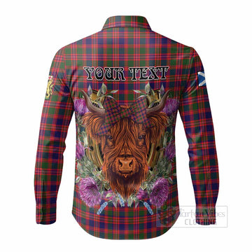 Wright Tartan Long Sleeve Button Shirts Scottish Thistle Heilan Coo