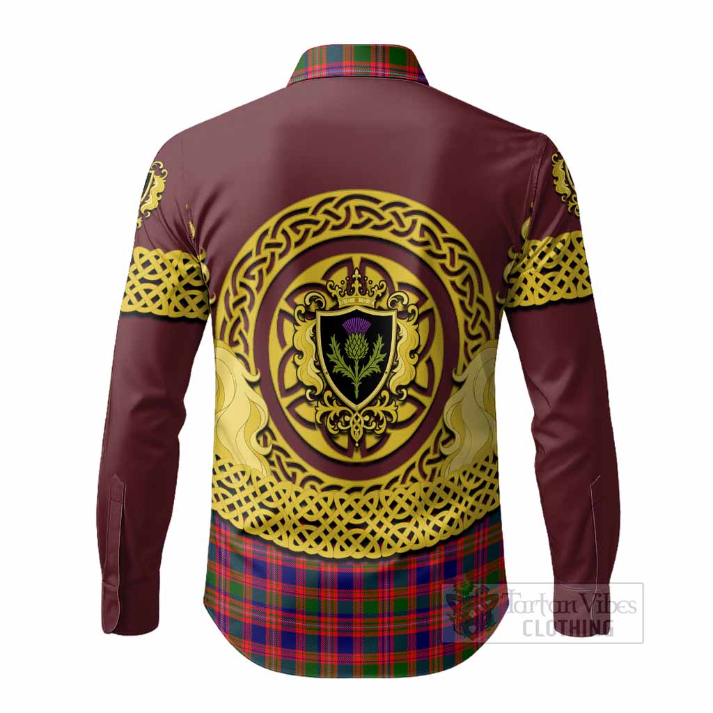 Wright Tartan Long Sleeve Button Shirts Unicorn Celtic Knot And Thistle Emblem