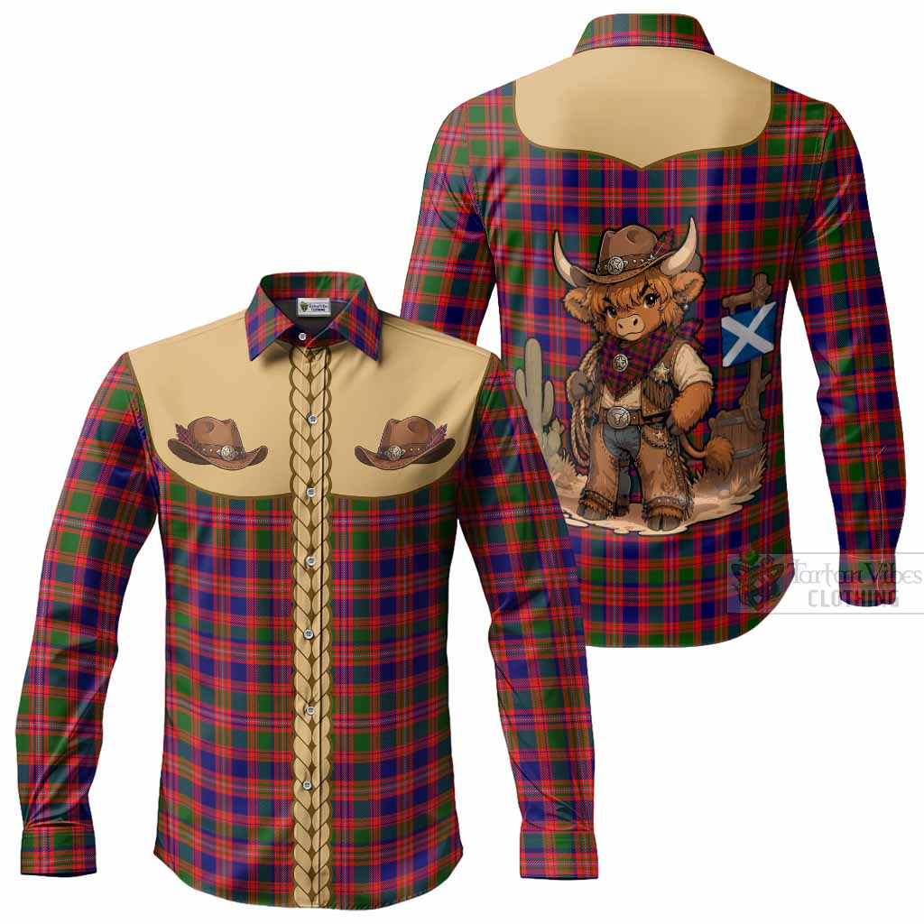 Wright Tartan Long Sleeve Button Shirts Wee Coo Cowboy Cute Style Men's Shirt - Tartan Vibes Clothing