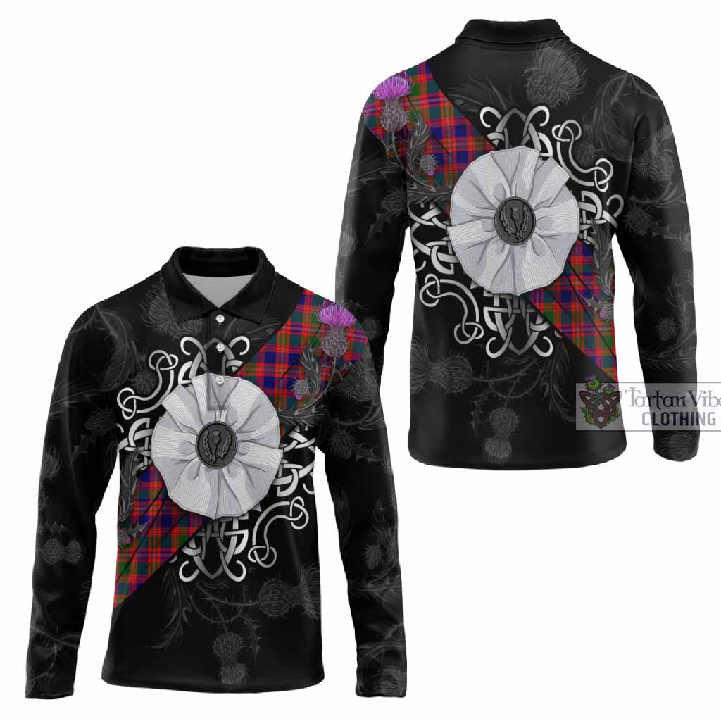 Wright Tartan Long Sleeve Polo Shirt Jacobite White Rose - Tartan Vibes Clothing