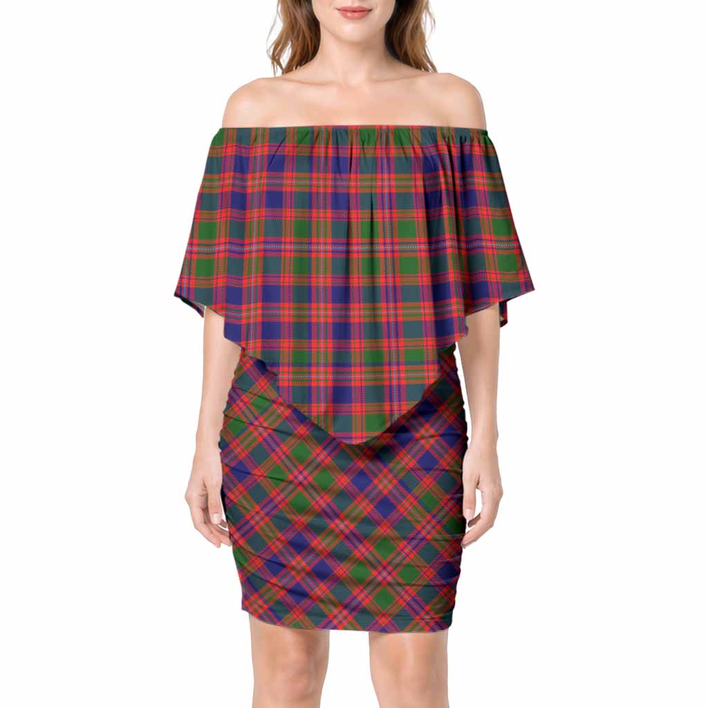 Wright Tartan Off Shoulder Draped Bodycon Mini Dress 4XL - Tartan Vibes Clothing
