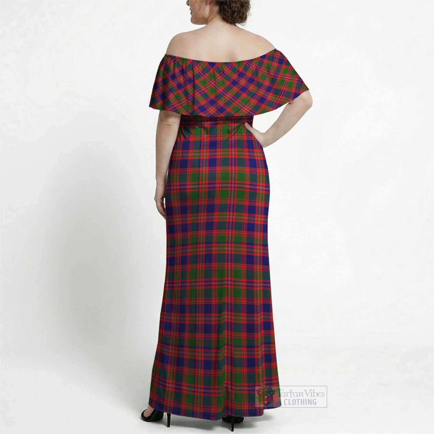 Wright Tartan Off Shoulder Ruffle Maxi Dress - Tartan Vibes Clothing