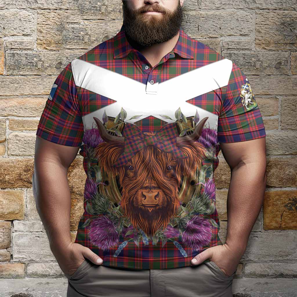 Wright Tartan Polo Shirt Scottish Thistle Heilan Coo - Tartan Vibes Clothing
