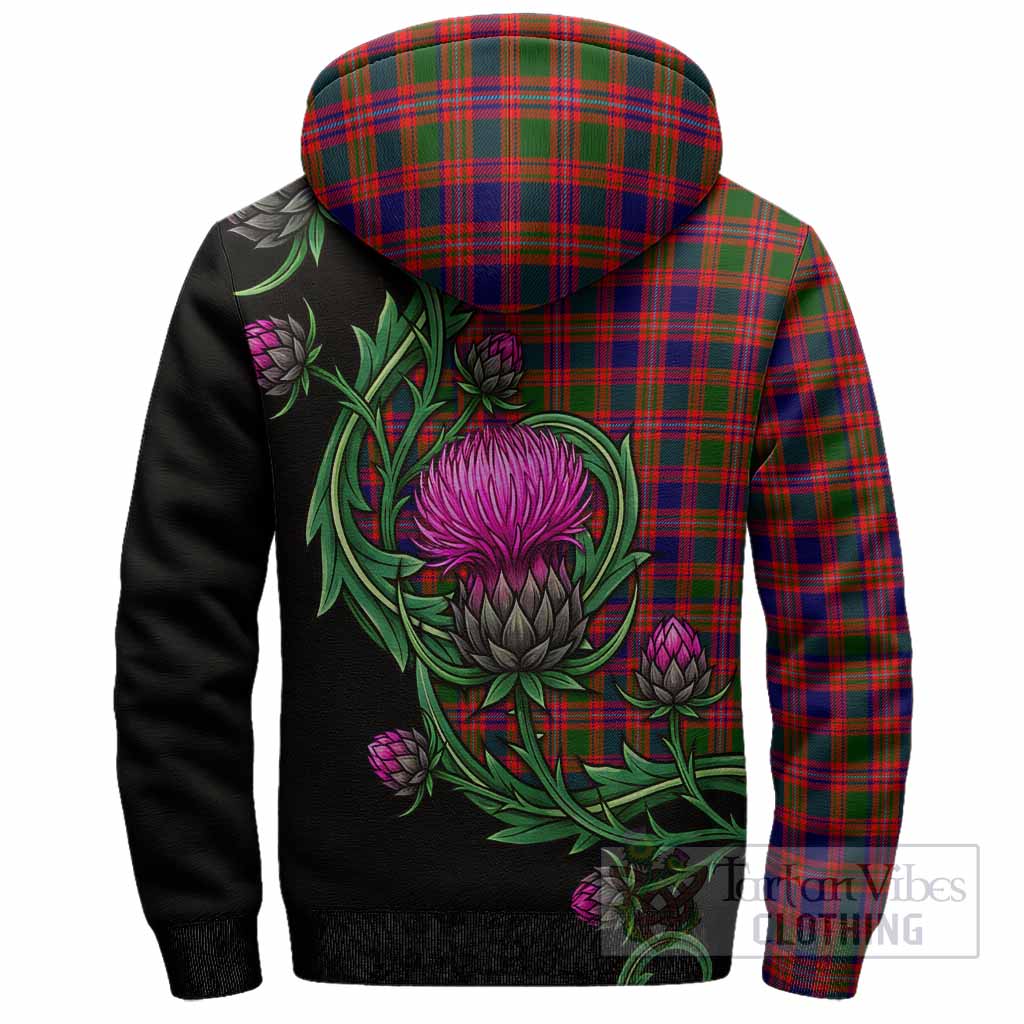 Wright Tartan Sherpa Hoodie Resilient Scottish Thistle - Tartan Vibes Clothing