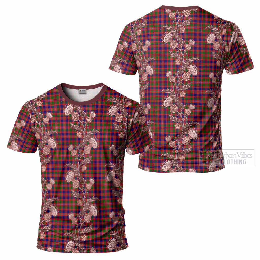 Wright Tartan T-Shirt Seamless Scottish Thistle Flowers - Tartan Vibes Clothing