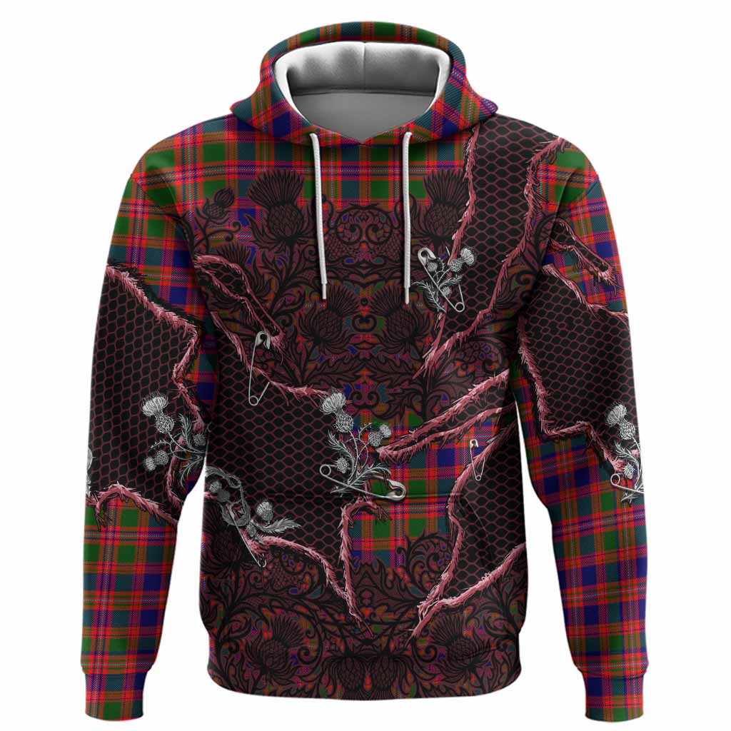 Wright Tartan Thistle Dark Gothic Hoodie Pullover Hoodie - Tartan Vibes Clothing