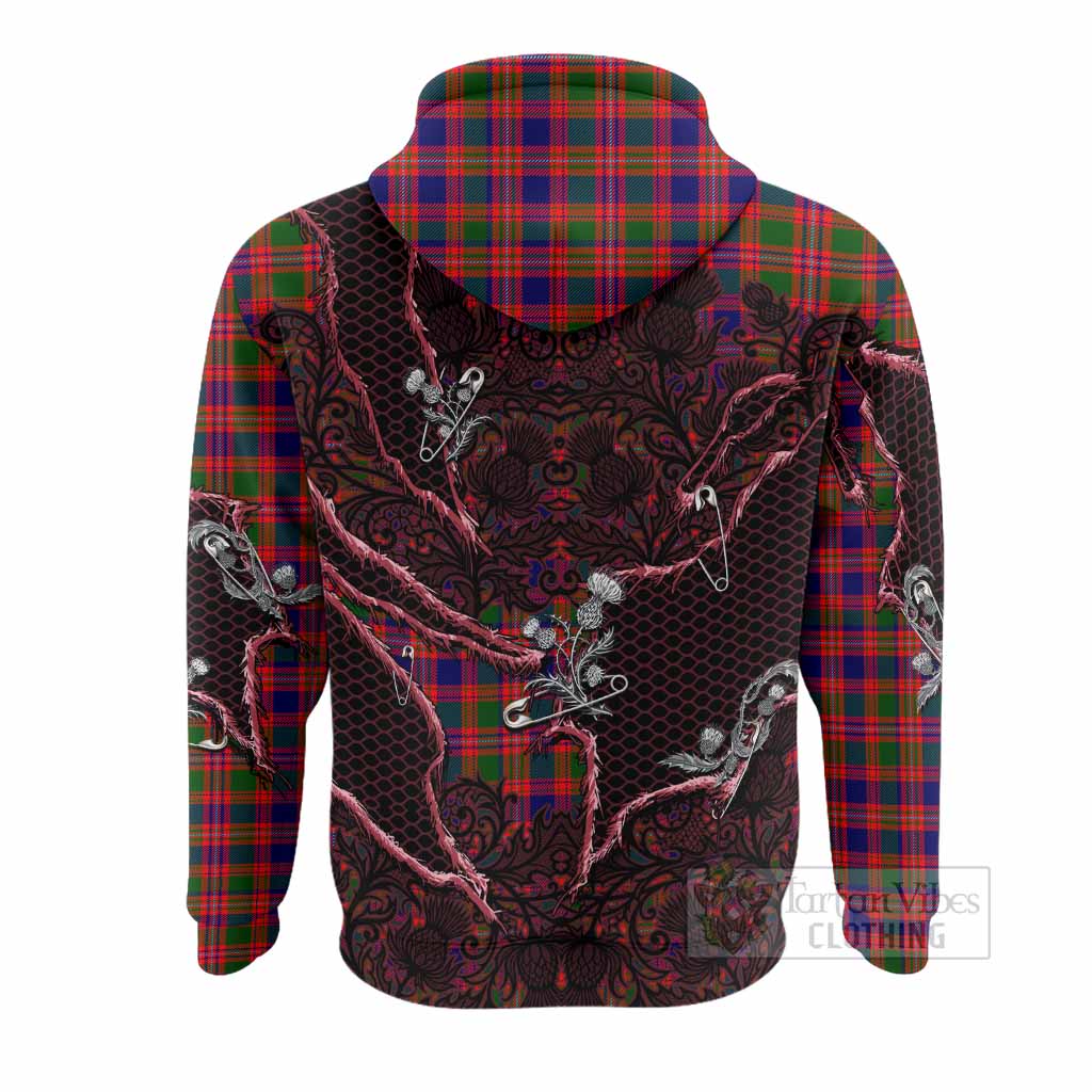 Wright Tartan Thistle Dark Gothic Hoodie - Tartan Vibes Clothing