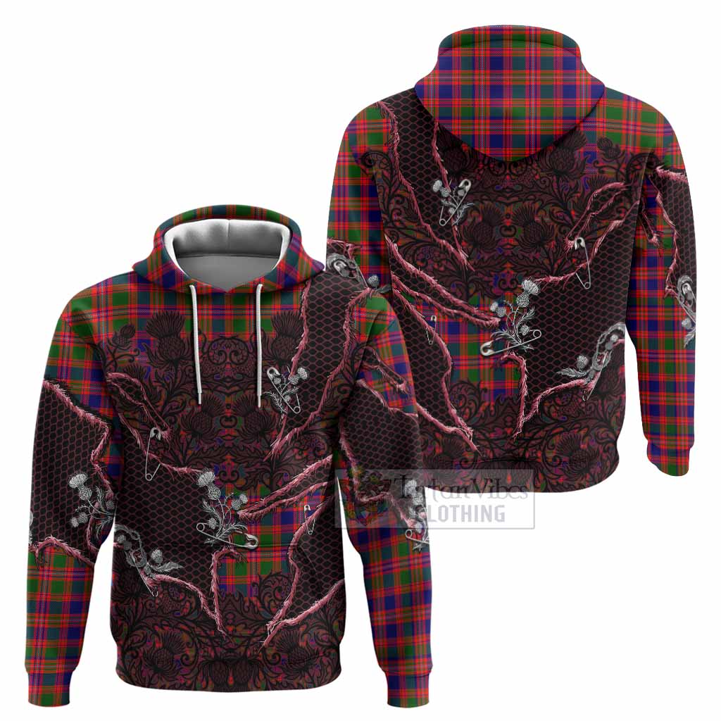 Wright Tartan Thistle Dark Gothic Hoodie - Tartan Vibes Clothing