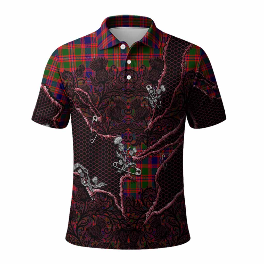 Wright Tartan Thistle Dark Gothic Polo Shirt Kid - Tartan Vibes Clothing