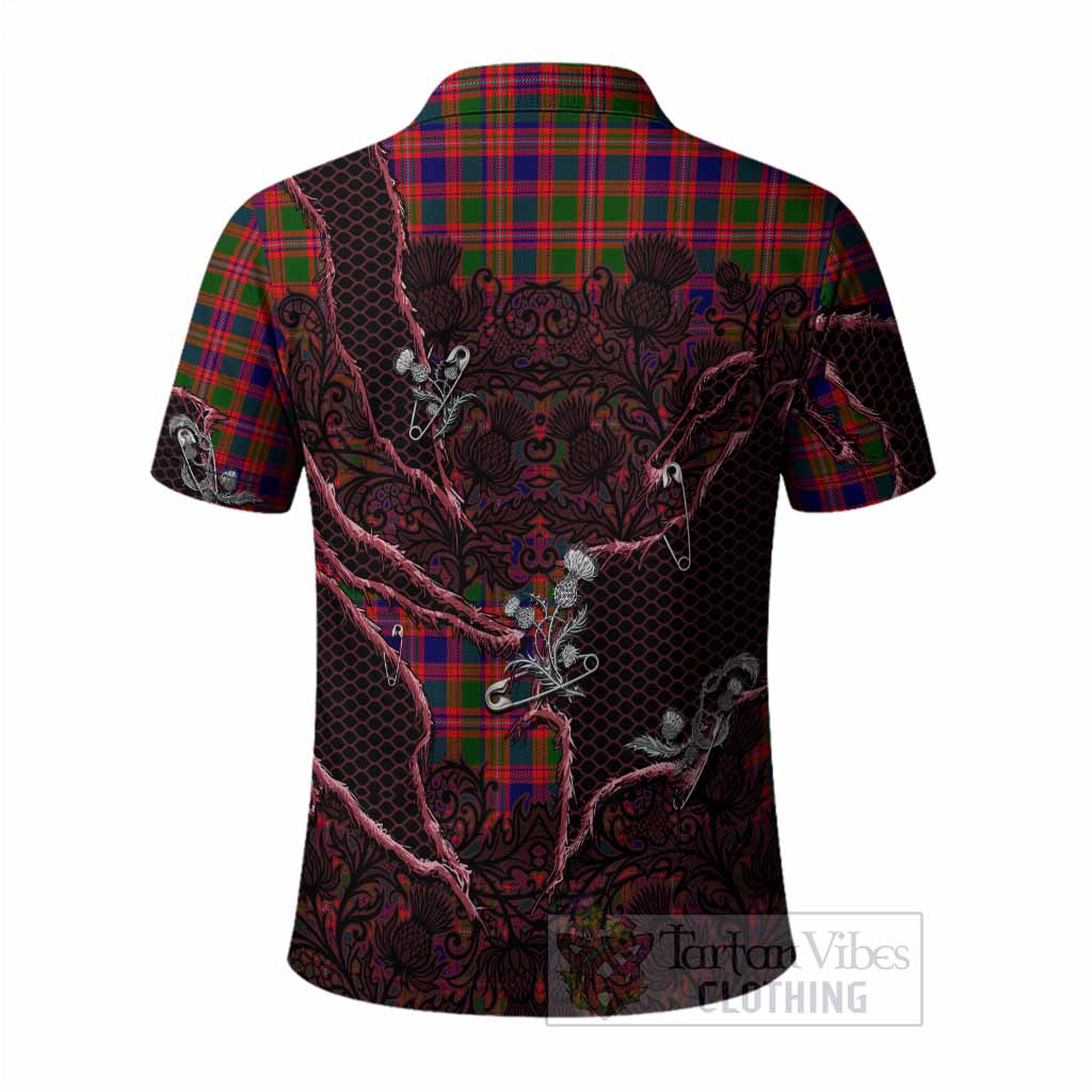 Wright Tartan Thistle Dark Gothic Polo Shirt - Tartan Vibes Clothing