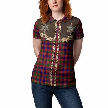 Wright Tartan Women Polo Shirt Bigfoot Riding The Kelpie Monster