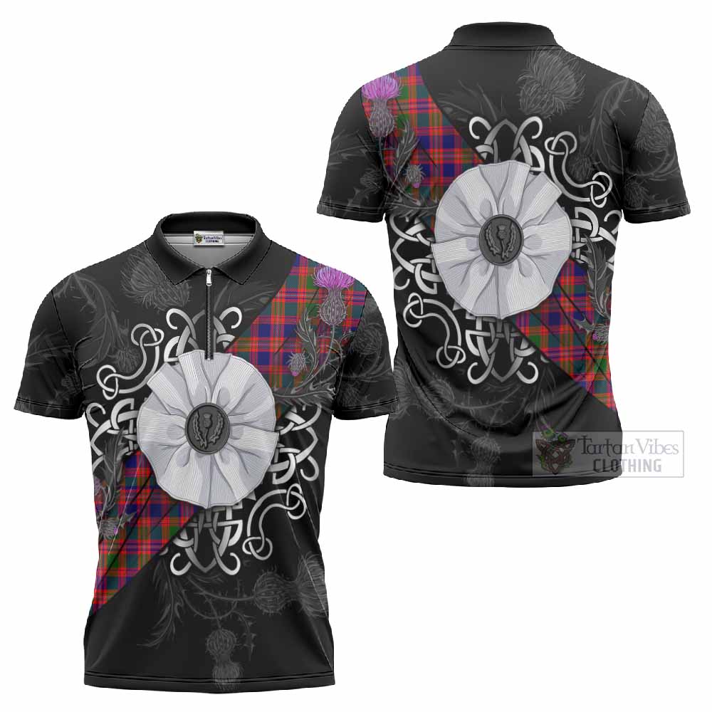 Wright Tartan Zipper Polo Shirt Jacobite White Rose - Tartan Vibes Clothing