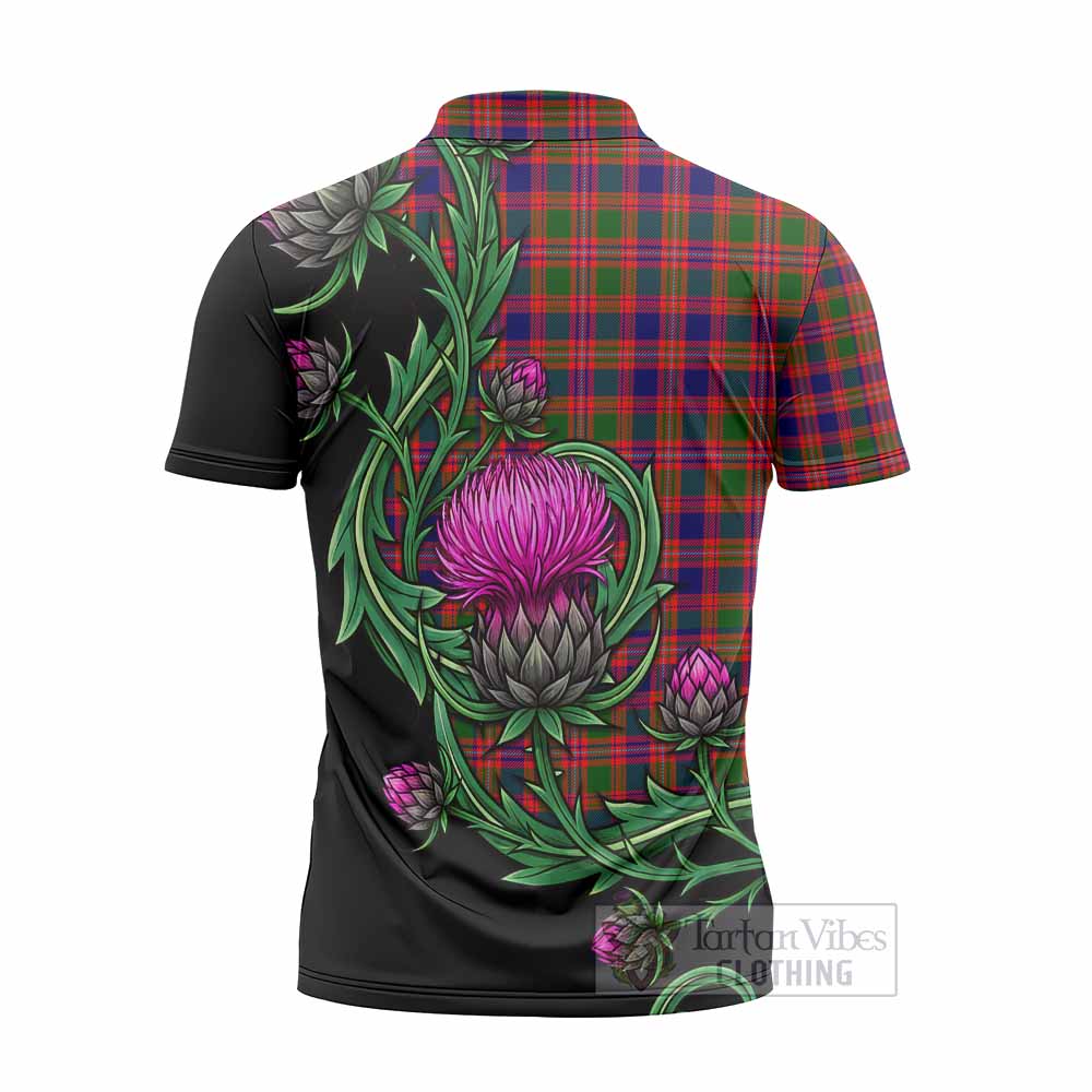 Wright Tartan Zipper Polo Shirt Resilient Scottish Thistle - Tartan Vibes Clothing