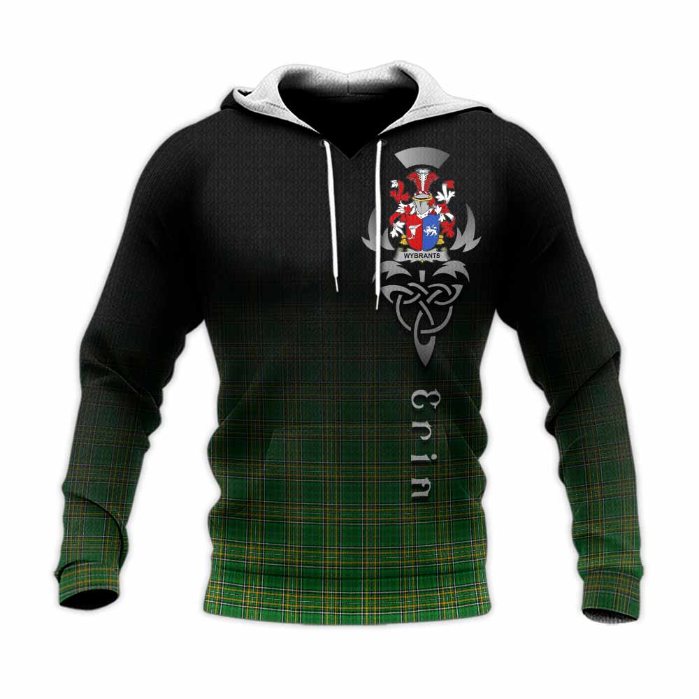 Tartan Vibes Clothing Wybrants Irish Clan Knitted Hoodie with Coat of Arms Erin Go Bragh Celtic Inspired
