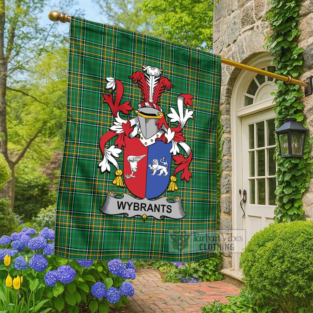 Wybrants Irish Clan Tartan Flag with Coat of Arms