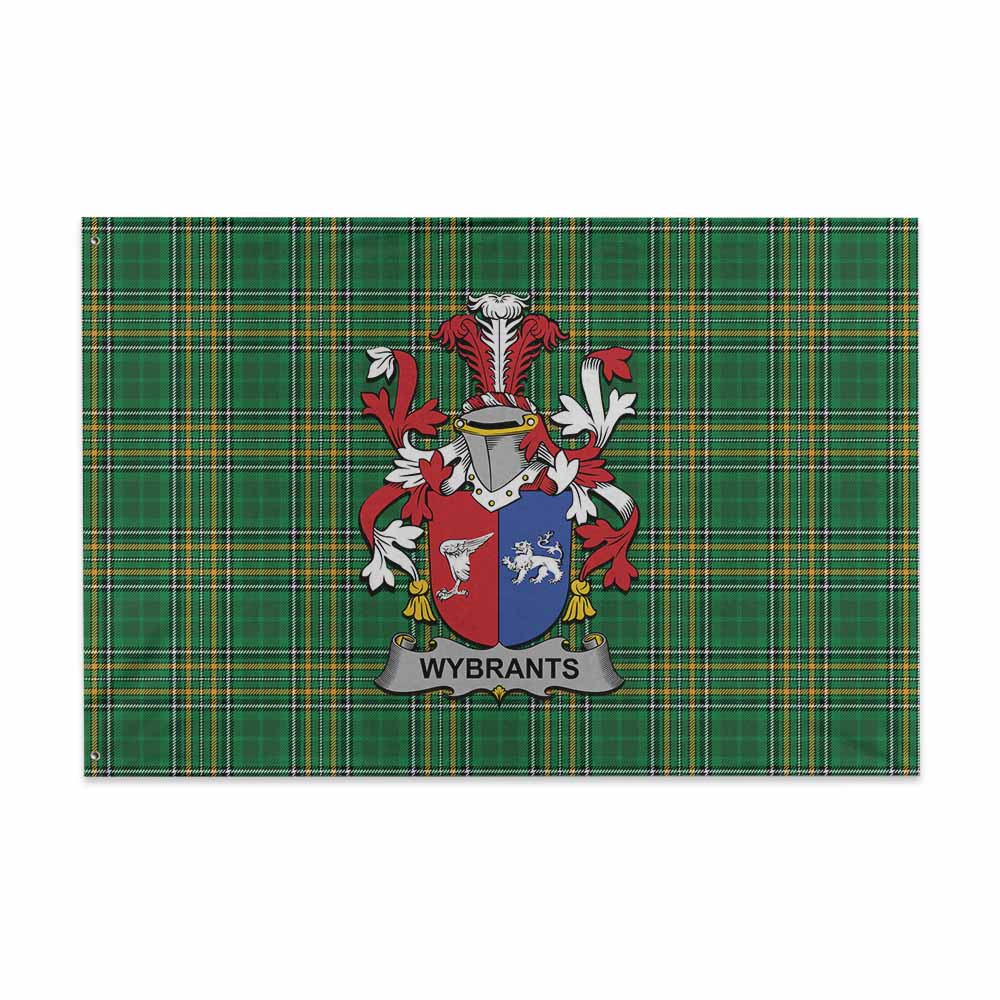 Tartan Vibes Clothing Wybrants Irish Clan Tartan House Flag with Coat of Arms