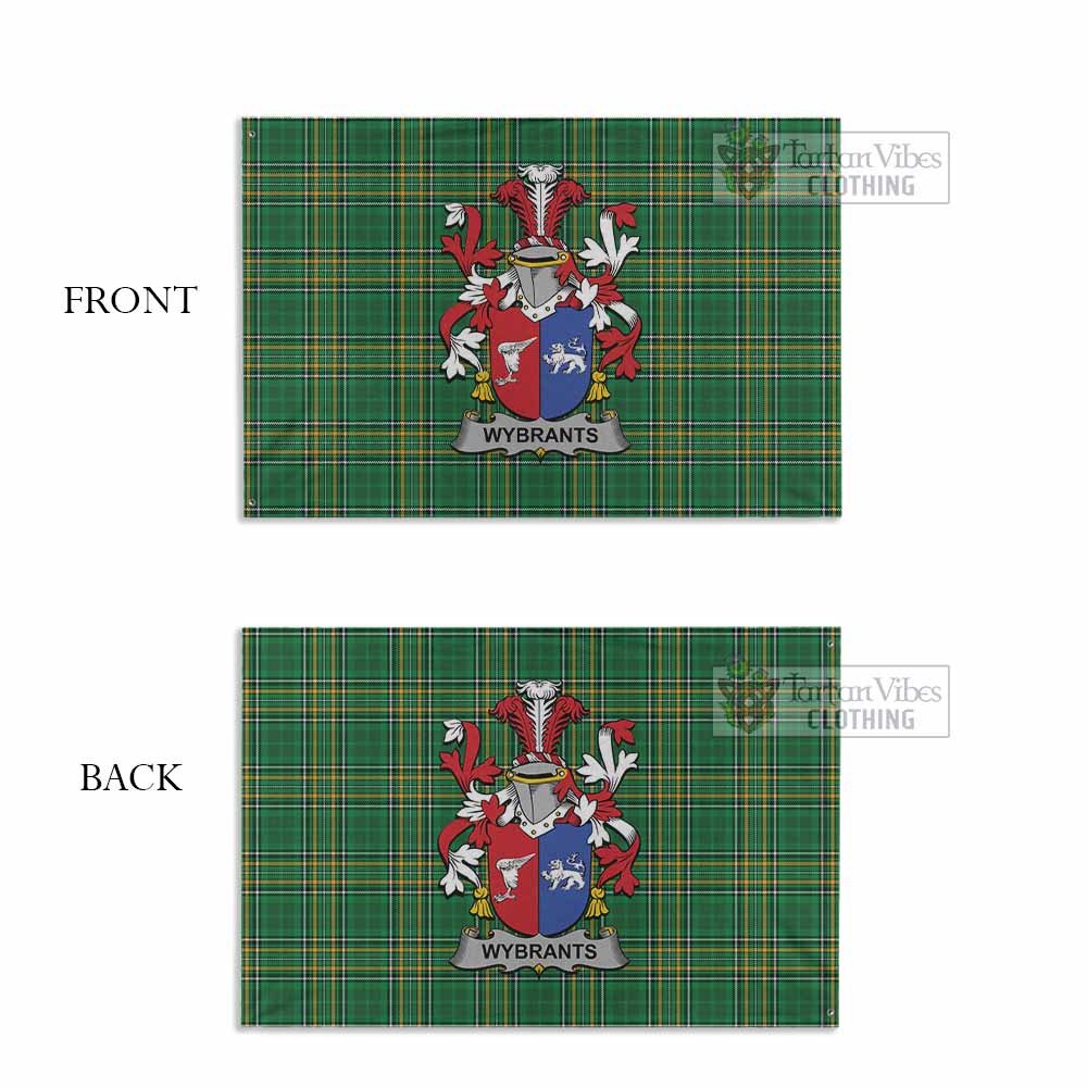 Tartan Vibes Clothing Wybrants Irish Clan Tartan House Flag with Coat of Arms