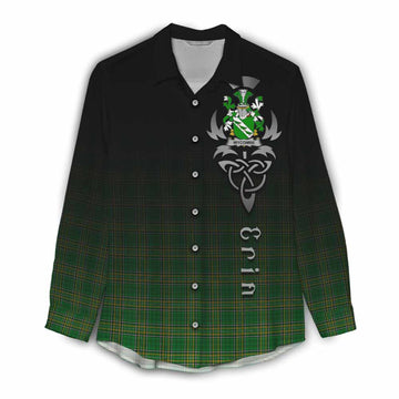 Wycombe Irish Clan Women's Casual Shirt with Coat of Arms Erin Go Bragh Celtic Inspired Female - Tartan Vibes Clothing