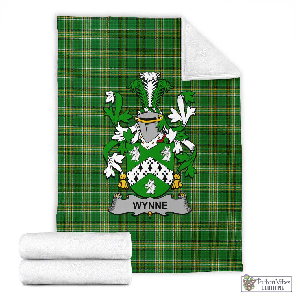 Wynne Irish Clan Tartan Blanket with Coat of Arms X-Large 59 x 79 inches 150 x 200 cm - Tartan Vibes Clothing