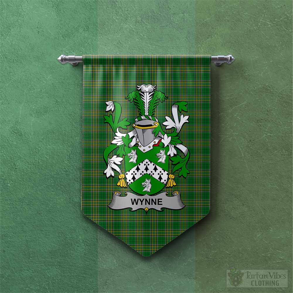 Tartan Vibes Clothing Wynne Irish Clan Tartan Gonfalon, Tartan Banner with Coat of Arms