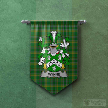 Wynne Irish Clan Tartan Gonfalon, Tartan Banner with Coat of Arms