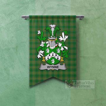 Wynne Irish Clan Tartan Gonfalon, Tartan Banner with Coat of Arms