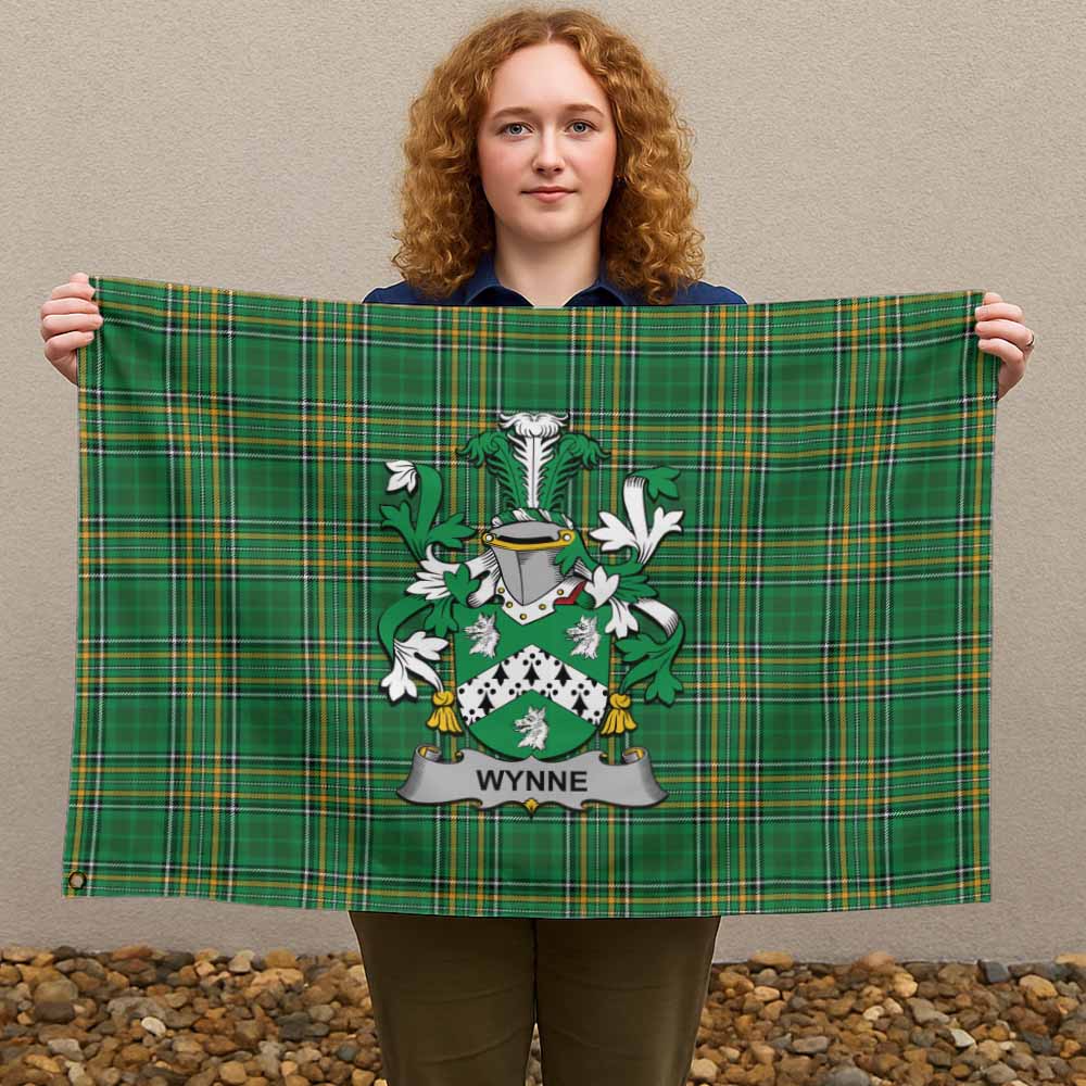 Tartan Vibes Clothing Wynne Irish Clan Tartan House Flag with Coat of Arms