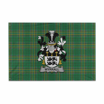 Tartan Vibes Clothing Wyrrall Irish Clan Tartan House Flag with Coat of Arms