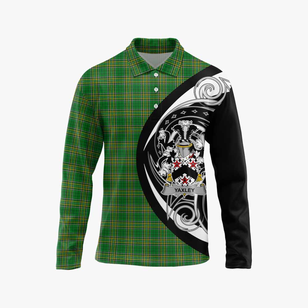 Tartan Vibes Clothing Yaxley Irish Clan Long Sleeve Polo Shirt Celtic Circle Style