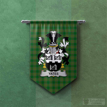 Tartan Vibes Clothing Yeates Irish Clan Tartan Gonfalon, Tartan Banner with Coat of Arms