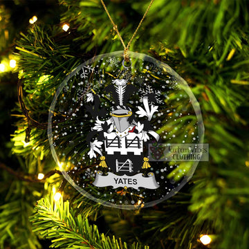 Tartan Vibes Clothing Yeates Irish Clan Christmas Glass Ornament with Coat of Arms