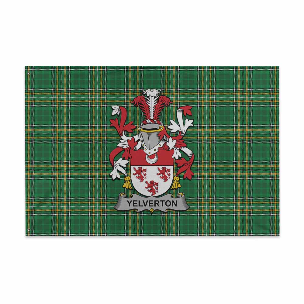 Tartan Vibes Clothing Yelverton Irish Clan Tartan House Flag with Coat of Arms