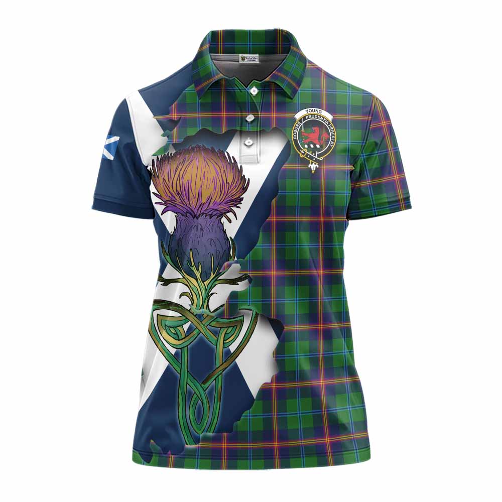 Tartan Vibes Clothing Young Tartan Family Crest Women's Polo Shirt Scottish Thistle Celtic Inspired