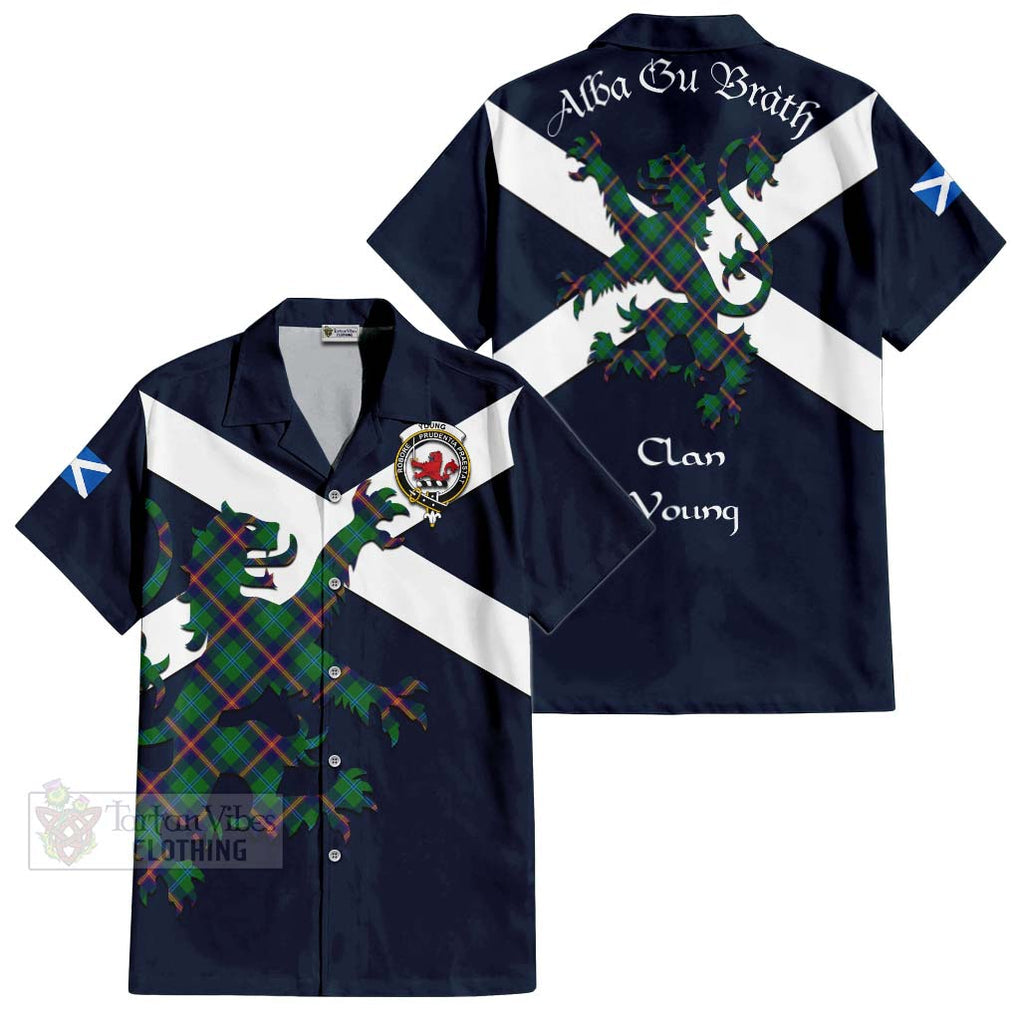 Tartan Vibes Clothing Young Tartan Lion Rampant Short Sleeve Button Shirt – Proudly Display Your Heritage with Alba Gu Brath and Clan Name