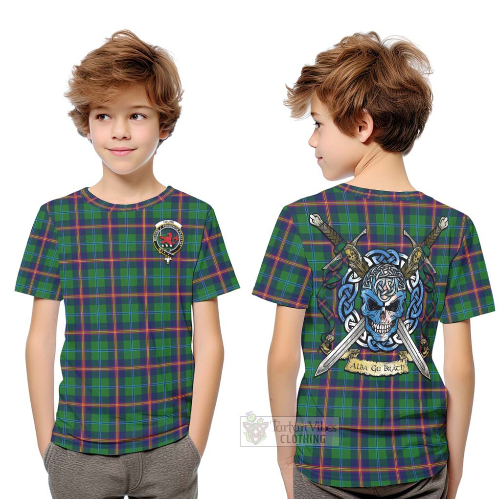 Tartan Vibes Clothing Young Tartan Kid T-Shirt with Family Crest Celtic Skull Style