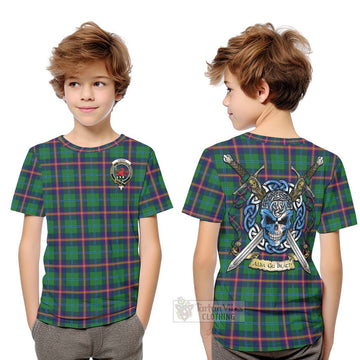 Tartan Vibes Clothing Young Tartan Kid T-Shirt with Family Crest Celtic Skull Style