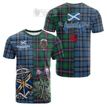 Tartan Vibes Clothing Young Tartan Cotton T-shirt Happy St. Andrew's Day Half Tartan Style
