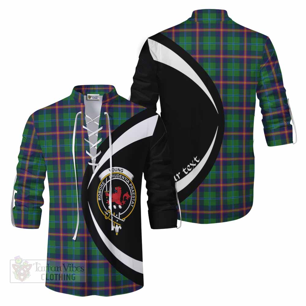 Tartan Vibes Clothing Young Tartan Ghillie Kilt Shirt with Family Crest Circle Style