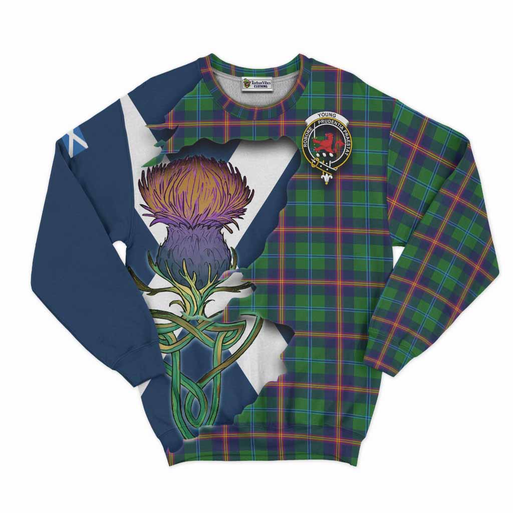 Tartan Vibes Clothing Young Tartan Family Crest Sweatshirt Scottish Thistle Celtic Inspired