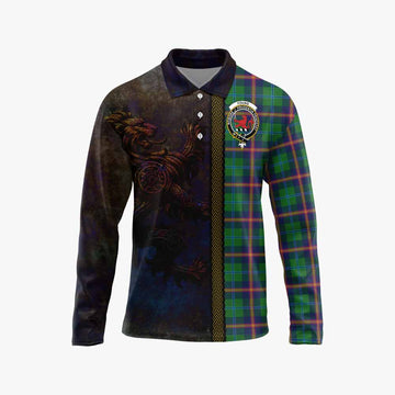 Young Tartan Family Crest Long Sleeve Polo Shirt Alba Gu Brath Be Brave Lion Ancient Style
