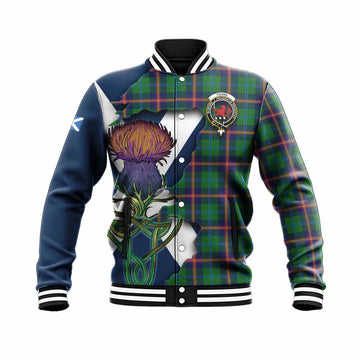 Young Tartan Family Crest Baseball Jacket Scottish Thistle Celtic Inspired