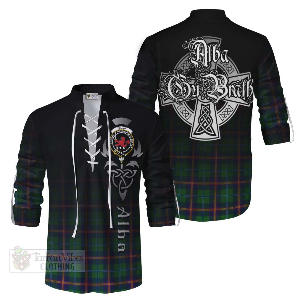 Tartan Vibes Clothing Young Tartan Ghillie Kilt Shirt Featuring Alba Gu Brath Family Crest Celtic Inspired