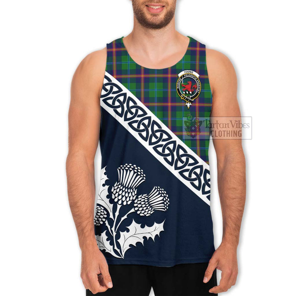 Tartan Vibes Clothing Young Tartan Men's Tank Top Featuring Thistle and Scotland Map