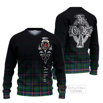 Tartan Vibes Clothing Young Tartan Knitted Sweater Featuring Alba Gu Brath Family Crest Celtic Inspired