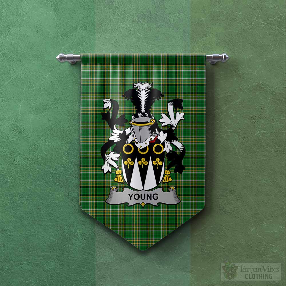 Tartan Vibes Clothing Young Irish Clan Tartan Gonfalon, Tartan Banner with Coat of Arms