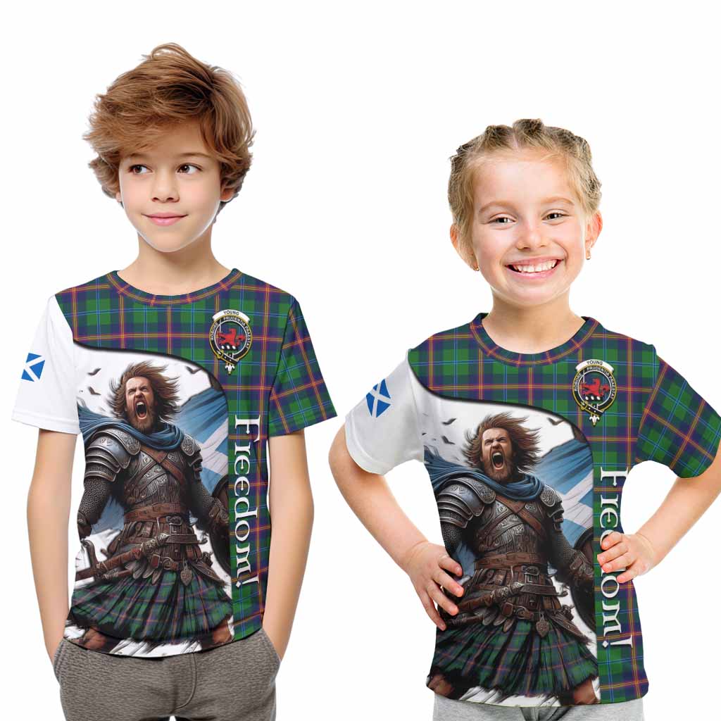 Tartan Vibes Clothing Young Crest Tartan Kid T-Shirt Inspired by the Freedom of Scottish Warrior