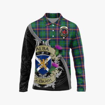 Young Tartan Family Crest Long Sleeve Polo Shirt Lion Rampant Royal Thistle Shield Celtic Inspired