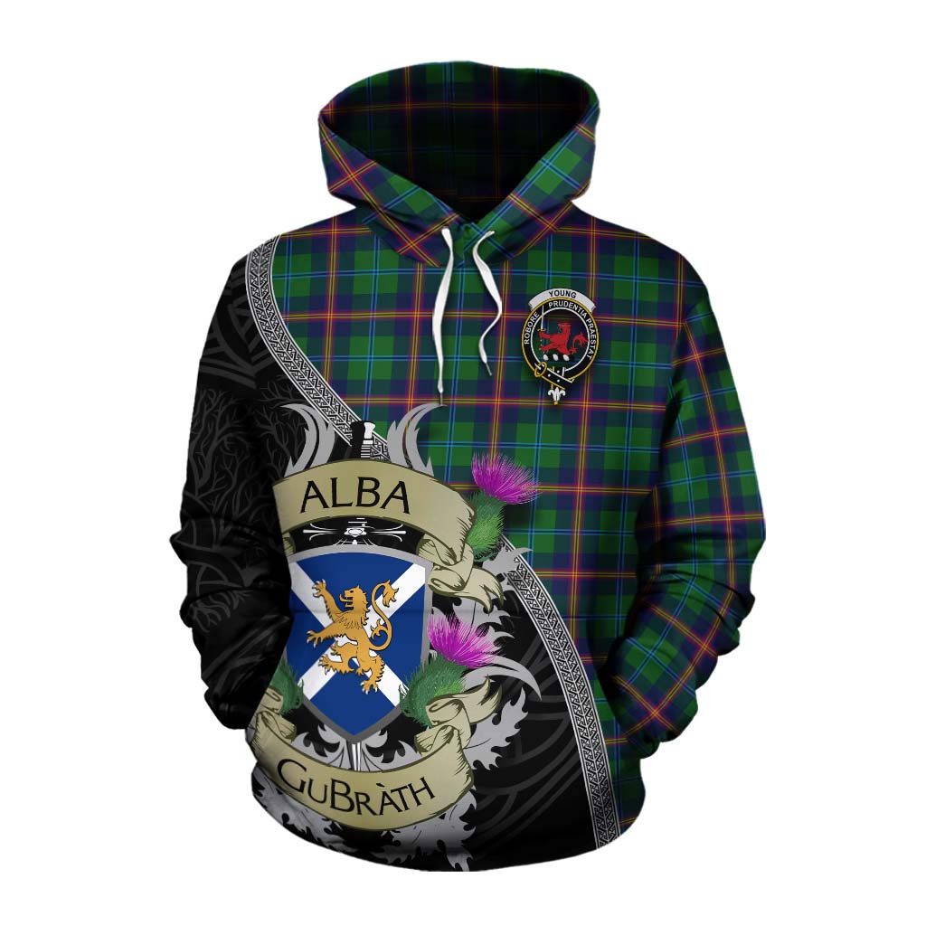 Tartan Vibes Clothing Young Tartan Family Crest Cotton Hoodie Lion Rampant Royal Thistle Shield Celtic Inspired